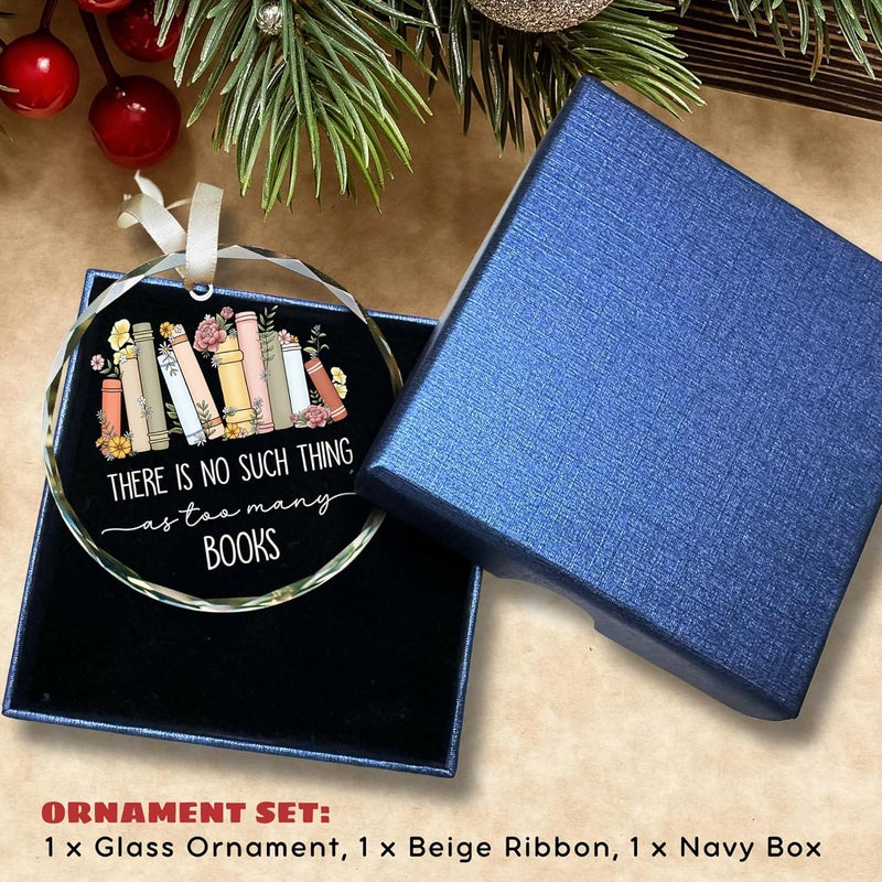 TEEBIM Book Lovers Ornament - Books Ornaments for Christmas Tree - Books Club, Bookworms, Reader Tree Ornaments - Book Lover Gifts, Reading Librarian Gifts - Glass Ornament 2025 - Image 4